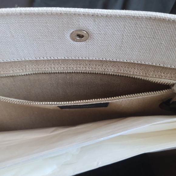 USED ONLY TWICE - RIVE GAUCHE 'LARGE' TOTE BAG IN PRINTED CANVAS AND LEATHER - Picture 10 of 17